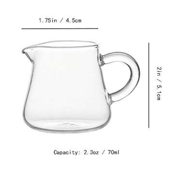 FUYU 2pcs Simple Heat Resistant Transparent Glass Mini Coffee Pot Creamer Pitcher