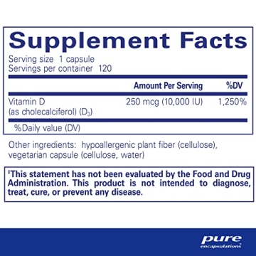 Pure Encapsulations Vitamin D3 10,000 IU for Overall Health