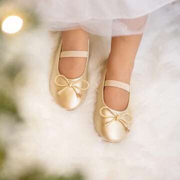 Felix & Flora Girls Mary Jane Flat Dress Shoe for Toddler Little Kid Party School (9 Toddler,Gold)