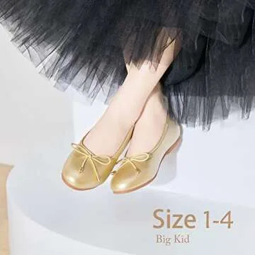 Felix & Flora Girls Mary Jane Flat Dress Shoe for Toddler Little Kid Party School (9 Toddler,Gold)