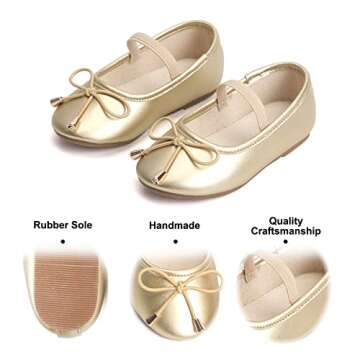 Felix & Flora Girls Mary Jane Flat Dress Shoe for Toddler Little Kid Party School (9 Toddler,Gold)