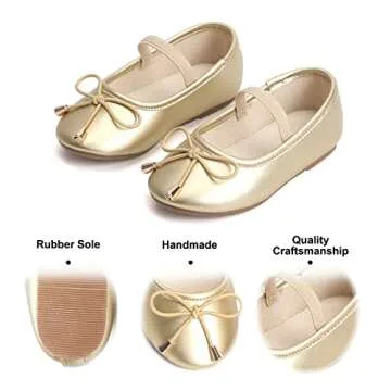 Felix & Flora Girls Mary Jane Flat Dress Shoe for Toddler Little Kid Party School (9 Toddler,Gold)