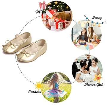 Felix & Flora Girls Mary Jane Flat Dress Shoe for Toddler Little Kid Party School (9 Toddler,Gold)