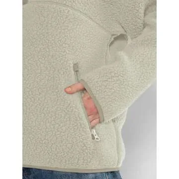 LASLULU Womens Half Zip Sherpa Pullover White Cropped Sweatshirts Faux Fur Fleece Jacket Cute Teen Girls Sweatshirt Fuzzy Sweaters Fall Winter Outfits 2024 (Ivory, Small)