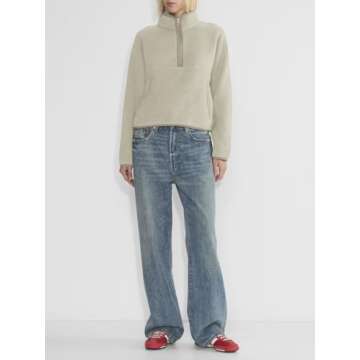 LASLULU Womens Half Zip Sherpa Pullover White Cropped Sweatshirts Faux Fur Fleece Jacket Cute Teen Girls Sweatshirt Fuzzy Sweaters Fall Winter Outfits 2024 (Ivory, Small)