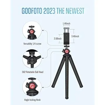 GooFoto Phone Tripod, Flexible Tripod for iPhone, Android Cell Phone and Camera, Bendable Mini Portable Holder for Video Recording/Vlogging/Selfie Black+Red