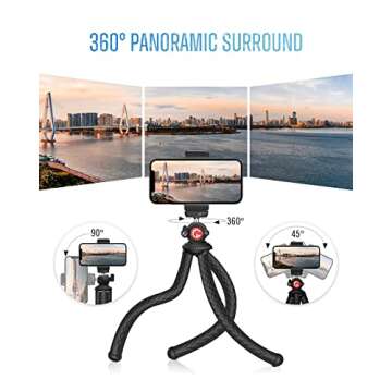 GooFoto Phone Tripod, Flexible Tripod for iPhone, Android Cell Phone and Camera, Bendable Mini Portable Holder for Video Recording/Vlogging/Selfie Black+Red