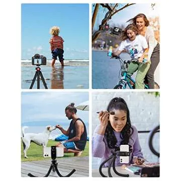 GooFoto Phone Tripod, Flexible Tripod for iPhone, Android Cell Phone and Camera, Bendable Mini Portable Holder for Video Recording/Vlogging/Selfie Black+Red