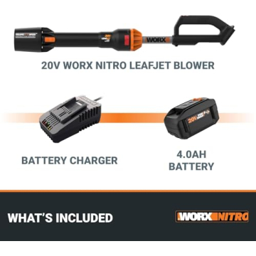 WORX Nitro WG543 20V Leaf Blower Cordless with Battery and Charger, Blowers for Lawn Care Only 3.8 Lbs, Cordless Leaf Blower Brushless Motor – Battery & Charger Included