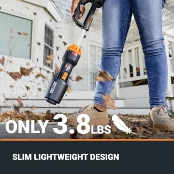 WORX Nitro WG543 20V Leaf Blower Cordless with Battery and Charger, Blowers for Lawn Care Only 3.8 Lbs, Cordless Leaf Blower Brushless Motor – Battery & Charger Included