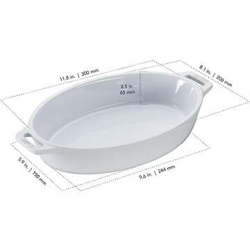 STAUB Ceramics Oval Baking Dish, 11-inch, White
