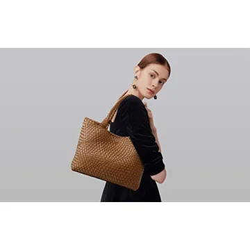 Stylish Vegan Leather Woven Tote Bag for Women