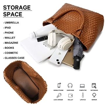 Stylish Vegan Leather Woven Tote Bag for Women