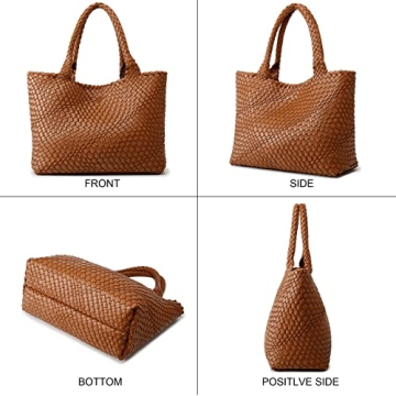 Stylish Vegan Leather Woven Tote Bag for Women