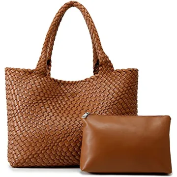 Stylish Vegan Leather Woven Tote Bag for Women