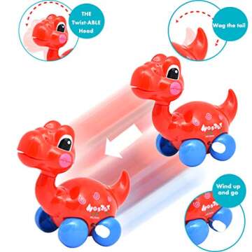 DIDUBUY Dinosaur Toys for 3 4 5 6 Year Old Boys Girls, Easter Basket Stuffers, Stocking Stuffers for Kids, 6-Pack Dinosaur Cars Wind-up Toys for Kids Party Favors, Easter Birthday Gift - Random Color