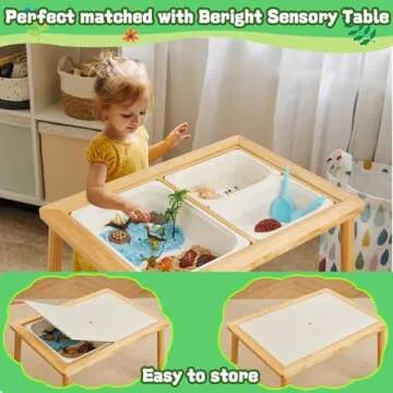Beright Sensory Bin, Dinosaur Sensory Toys with 2 Colors Play Sand for Kids, Sensory Box with 4 Dinosaur Eggs Excavation dig kit, Perfectly Matched with Beright Sensory Table