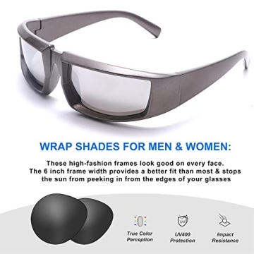 GUVIVI Trendy Wrap Around Sunglasses for Men Women