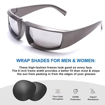 GUVIVI Trendy Wrap Around Sunglasses for Men Women