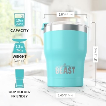 10 oz Aqua Blue Stainless Steel Vacuum Insulated Tumbler