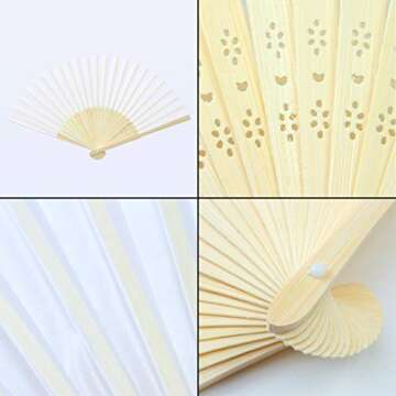 Aneco 18 Pieces White Handheld Fans Cloth Fans Bamboo Folding Fans for Wedding Decoration, Church Wedding Gifts, Party Favors, DIY Decoration