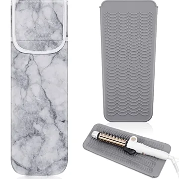 Shappy Heat Resistant Hair Tool Organizer Set - Marble Style & Safe Storage