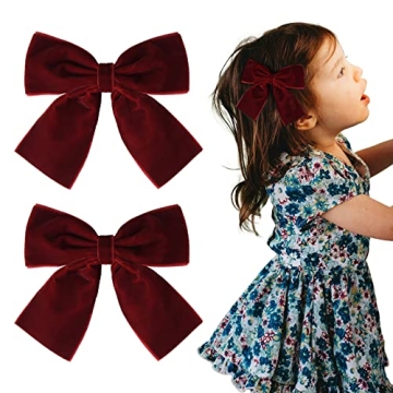 Super Cute Velvet Hair Bows for Little Girls - 2PCS Set