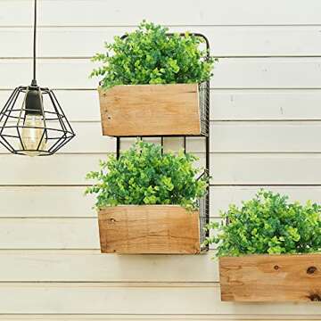 THE BLOOM TIMES Artificial Boxwood (Pack of 6), Artificial Greenery Stems Fake Outdoor Plants UV Resistant for Farmhouse Home Garden Wedding Indoor Outside Decor in Bulk Wholesale