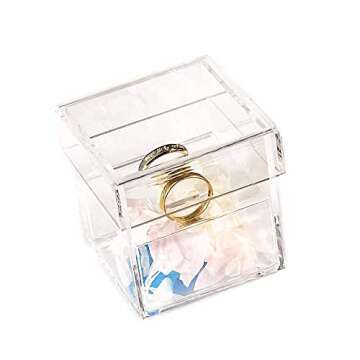 YAGELI AiLa Crystal Clear Ring Box Acrylic Ring Display Case For Gifts Wedding Without Flowers Jewelry Holder (Clear)