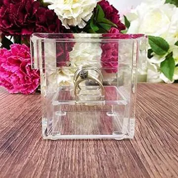 YAGELI AiLa Crystal Clear Ring Box Acrylic Ring Display Case For Gifts Wedding Without Flowers Jewelry Holder (Clear)