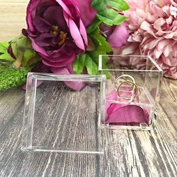 YAGELI AiLa Crystal Clear Ring Box Acrylic Ring Display Case For Gifts Wedding Without Flowers Jewelry Holder (Clear)