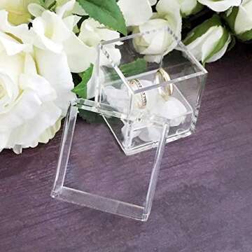 YAGELI AiLa Crystal Clear Ring Box Acrylic Ring Display Case For Gifts Wedding Without Flowers Jewelry Holder (Clear)
