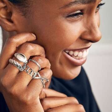 HAIAISO 16Pcs Silver Done Chunky Rings for Women 18K Gold Plated Open Braided Twisted Round Signet Statement Rings Adjustable Stackable Rings set Size 5-9