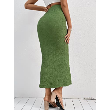 GORGLITTER Women's Bodycon Maxi Skirt in Lime Green