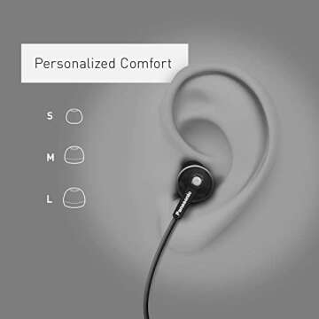 Panasonic ErgoFit Wired Earbuds, In-Ear Headphones with Microphone and Call Controller, Ergonomic Custom-Fit Earpieces (S/M/L), 3.5mm Jack for Phones and Laptops - RP-TCM125-VA (Metallic Purple)