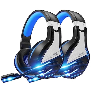 NPET 2 Pack HS10 Stereo Gaming Headset - Noise Cancelling, LED Light, Premium Comfort