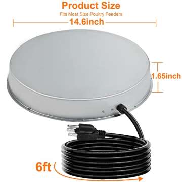 Poultry Chicken Water Heater: Chicken Water Heater Base for Winter, for Plastic/Metal Poultry Watere Under 6 Gallons, Heated Waterer for Chickens 130W