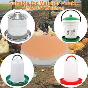 Poultry Chicken Water Heater: Chicken Water Heater Base for Winter, for Plastic/Metal Poultry Watere Under 6 Gallons, Heated Waterer for Chickens 130W
