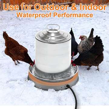 Poultry Chicken Water Heater: Chicken Water Heater Base for Winter, for Plastic/Metal Poultry Watere Under 6 Gallons, Heated Waterer for Chickens 130W