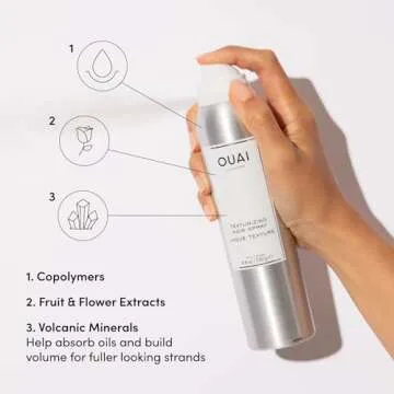 OUAI Texturizing Hair Spray Travel Size - Lightweight Hair Spray & Dry Shampoo - Adds Texture & Volume, Absorbs Oil and Instantly Refreshes Strands - Paraben & Sulfate Free (1.4 fl oz)