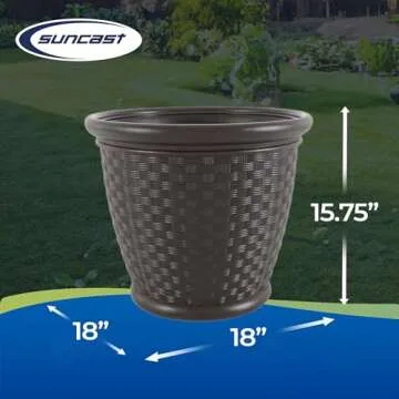 Suncast Sonora 18 Inch Decorative Planter Pots for Gardens