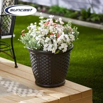 Suncast Sonora 18 Inch Decorative Planter Pots for Gardens