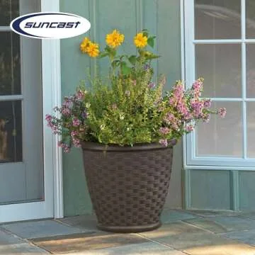 Suncast Sonora 18 Inch Decorative Planter Pots for Gardens