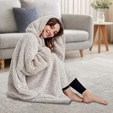 HORIMOTE HOME Cozy Sherpa Wearable Blanket Hoodie
