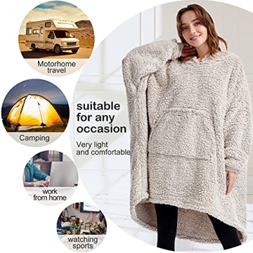 HORIMOTE HOME Cozy Sherpa Wearable Blanket Hoodie