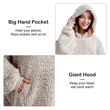 HORIMOTE HOME Cozy Sherpa Wearable Blanket Hoodie