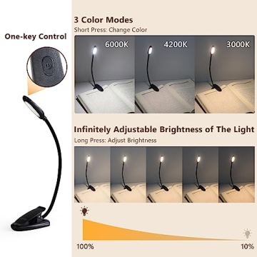 Rechargeable Book Light - 3 Color Modes Eye Care Solution