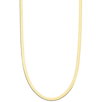 Miabella Elegant 18K Gold Over Sterling Silver Herringbone Chain Necklace