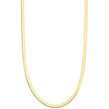 Miabella Elegant 18K Gold Over Sterling Silver Herringbone Chain Necklace