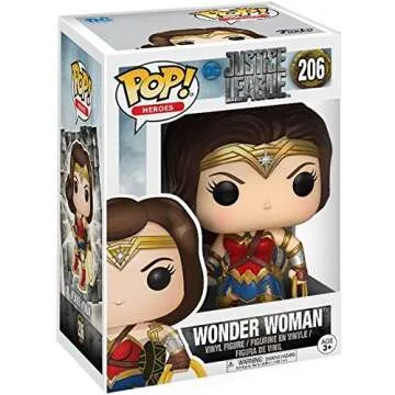 POP Justice League Movie - Wonder Woman Funko Vinyl Figure (Bundled with Compatible Box Protector Case), Multicolored, 3.75 inches